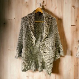 Grass Collection Sweater/Wrap Crochet Collar & Cuffs. Sz Small.